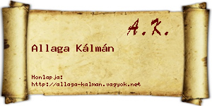Allaga Kálmán névjegykártya